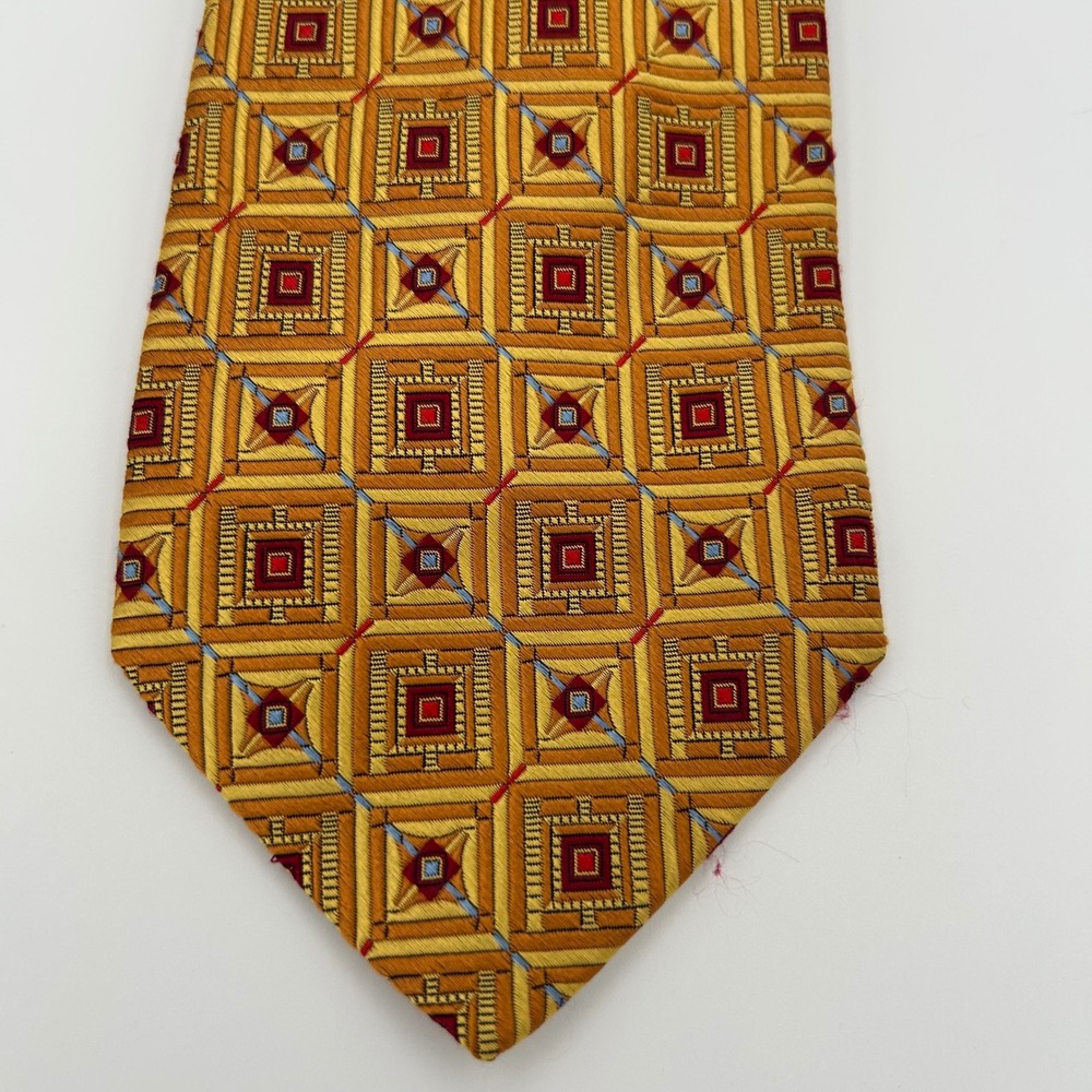 Jos. A. Bank Necktie Signature Collection Mens Gold Silk Geometric Classic 59"